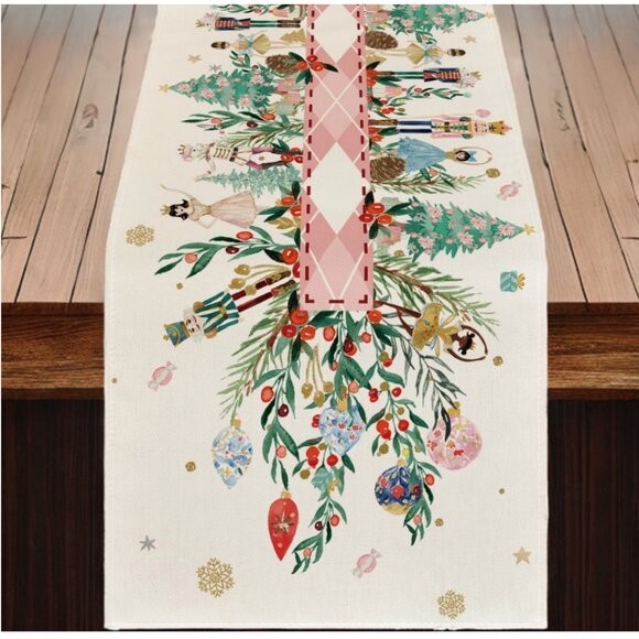 Nutcracker Table Runner Christmas Decor Holiday Decoration 72" Decorative Cloth - Picture 1 of 6